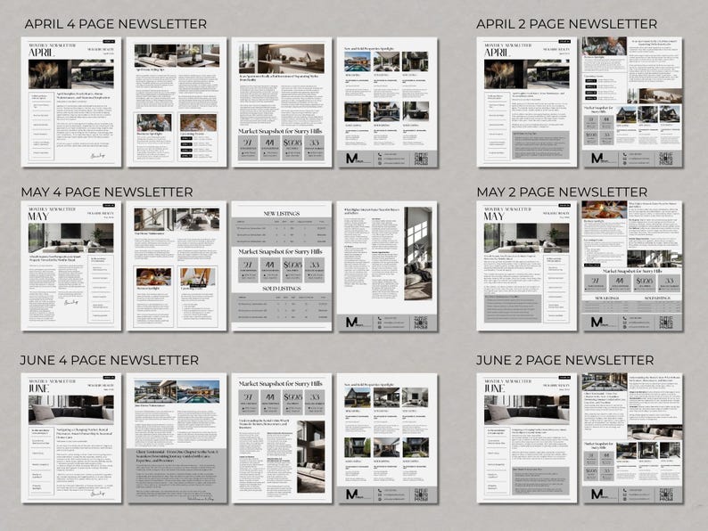 2026 Real Estate Newsletter Template Bundle Editable Canva Marketing ...