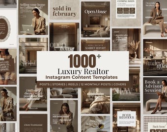1000+ Real Estate Instagram Template Luxury Realtor Posts Stories Reels Aesthetic Social Media Marketing & Branding Realtor Templates Canva