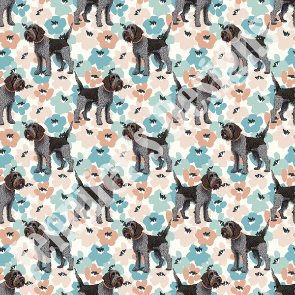 Wirehaired Pointing Griffon Seamless Pattern
