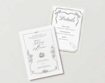 Woodland Wedding Invitation Suite – Editable Canva Garden Party Template | Digital Download Invitation