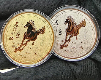 Gedenkmünze: Jahr des Pferdes 2026 - Vergoldet & Versilbert