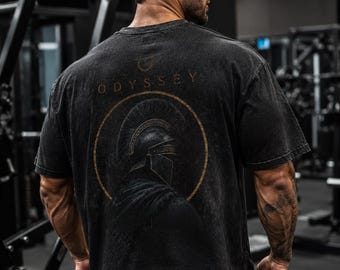 Odyssey Acid Wash Pump Cover Oversized Gym Shirt Greek Warrior Tee
