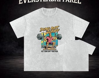 Funny Gym Shirt, Vintage Washed Oversized Tee, Meme Fitness Workout Shirt