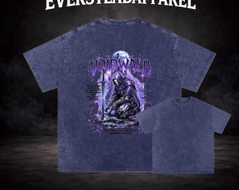 Voidwalk Back Print Dark Fantasy Gothic Tee, Vintage Washed Streetwear Shirt