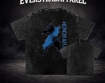Honor & Fury Acid Washed Gym Shirt, Oversized Vintage Workout Tee, Back Print Fitness Streetwear