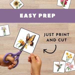 Pollinator Garden Memory Matching Game Cards, Montessori Preschool Activity, Butterfly Flower, Kinder Science Centers, Homeschool Printable image 6
