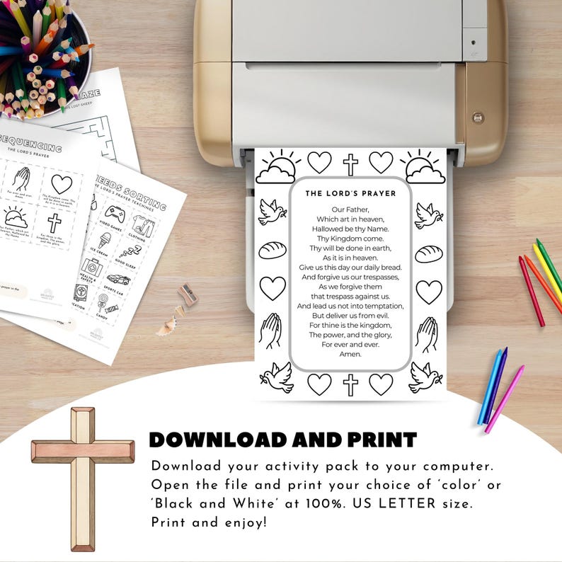 The Lords Prayer Kids Activity Pack, Sunday School Activities Learning ...
