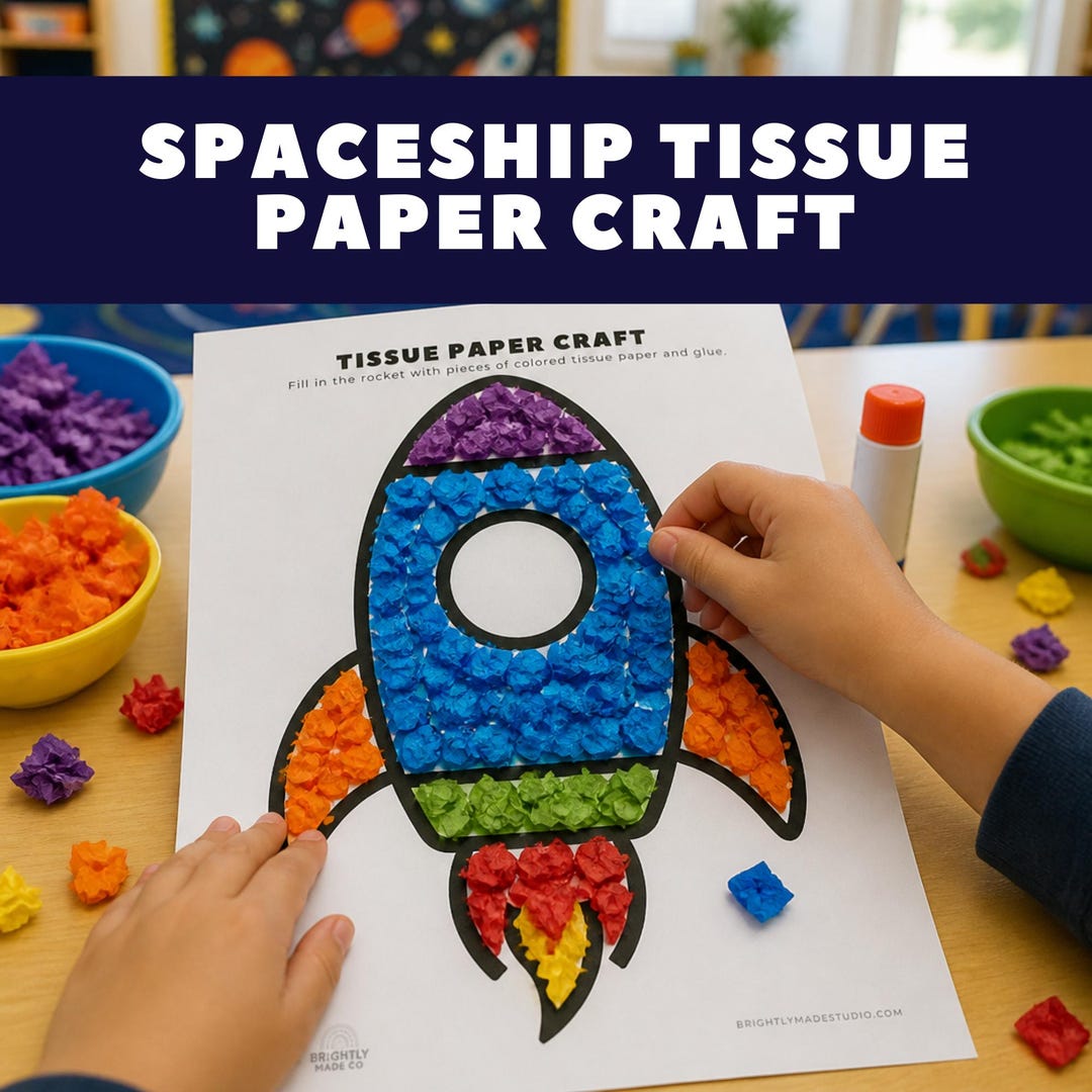 Spacship Craft Spaceship Tissue Paper Craft, Outer Space Activity, Kids Activity ...