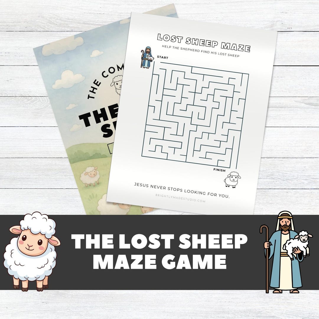 Lost Sheep Parable Maze Activity Sheet, Kids Bible Lesson Printable ...