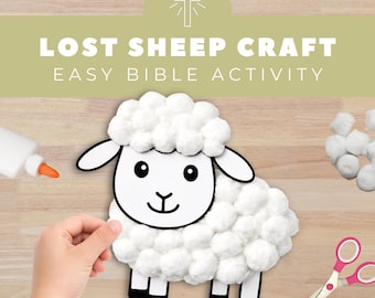 Lost Sheep Parable Bible Craft, Kids Preschool Activity Printable, Christian Art Project, Sunday School Activities, Fine Motor Skills