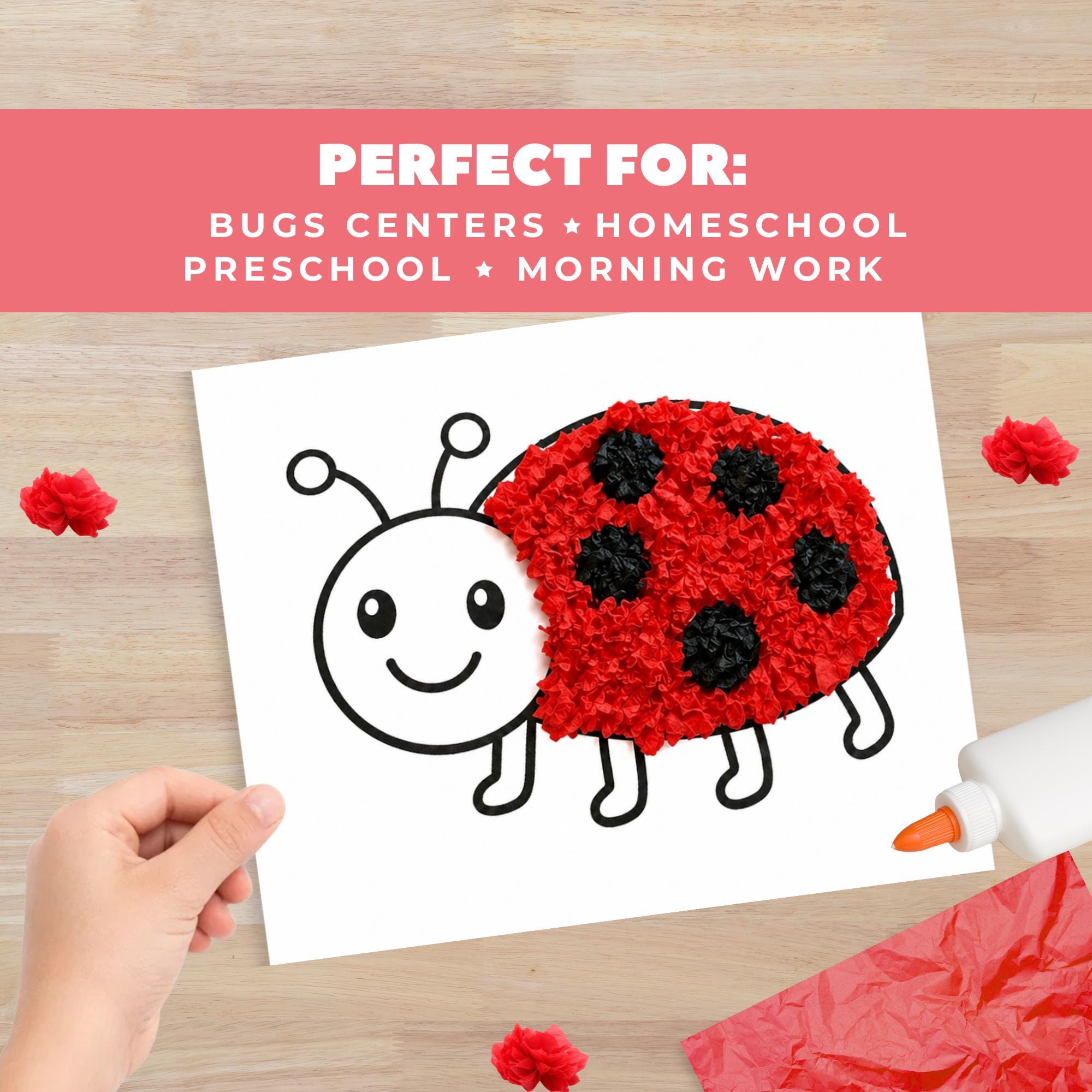 Ladybug Tissue Paper Craft Printable, Spring Insect Art Activity ...