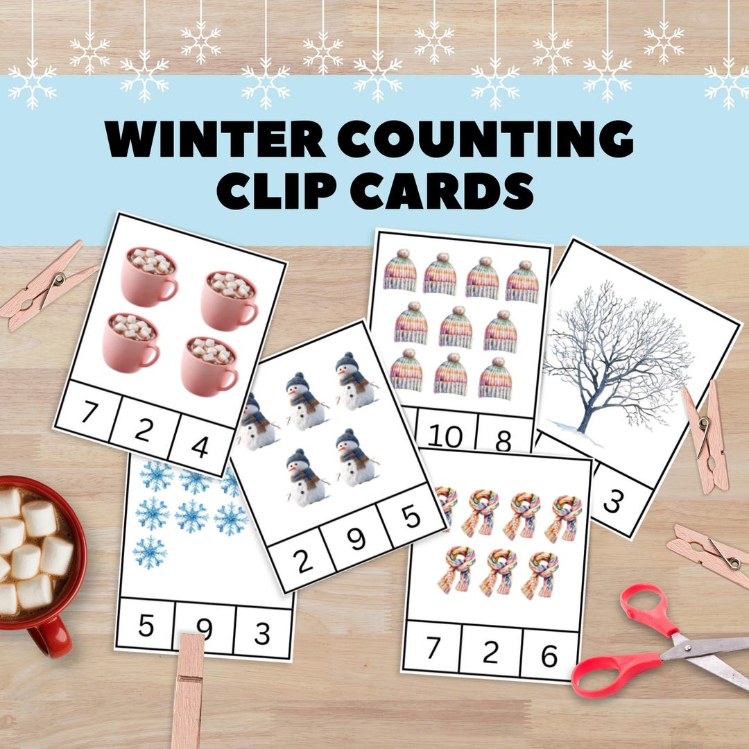 Winter Season Counting Clip Cards PDF, Preschool Morning Work ...