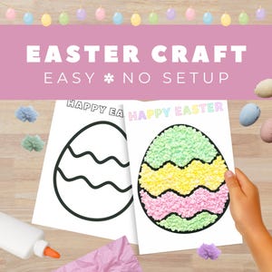 Easter Egg Tissue Paper Craft Activity, Fine Motor Skills Art Project, Preschool Kindergarten Spring Holiday Craft, April Classroom Art