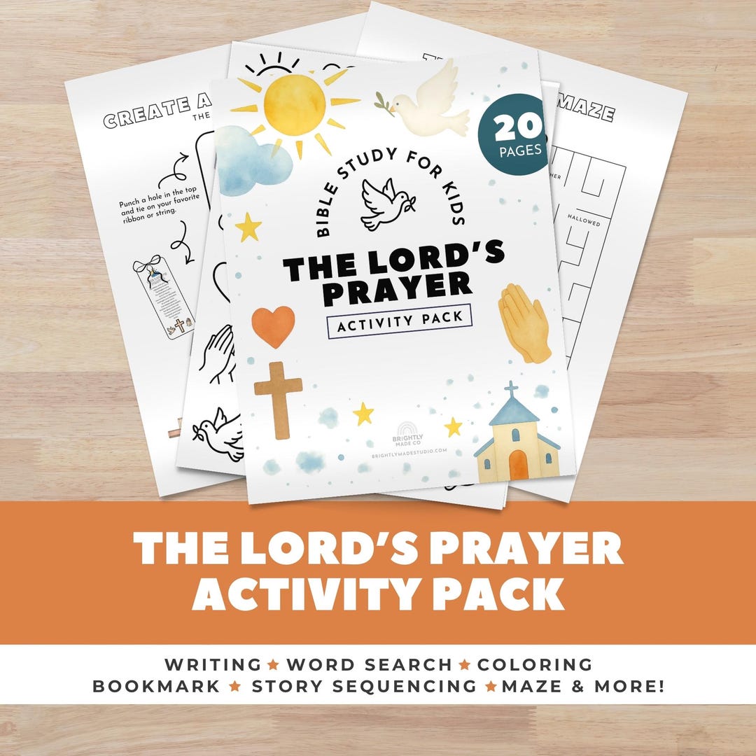 The Lords Prayer Kids Activity Pack, Sunday School Activities Learning ...