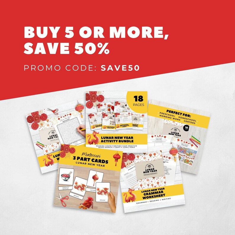 Lunar New Year Montessori Matching Cards, Preschool, Kindergarten ...