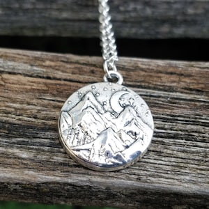 Mountain Necklace. Starry Night. Wedding Gift, Bridesmaid, Mom, Anniversary Gift, Birthday, Wiccan.