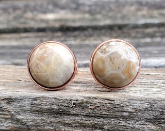 Petoskey Stone Cufflinks Groomsmen Gift Fossilized Coral Christmas Gift Wedding Gift For Dad.