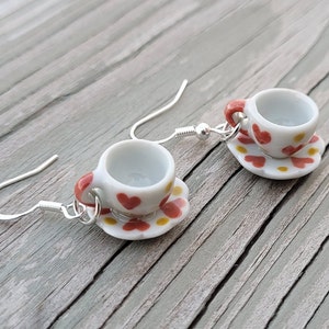 Teacup Earrings. CHOOSE Your Color Hooks. Gift For Mom, Anniversary Gift, Gift For Her, Birthday Gift. Tea Cup Earrings