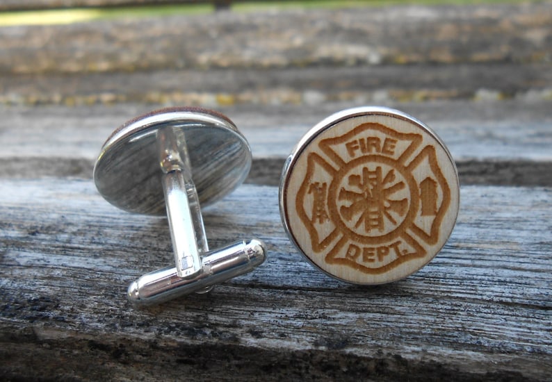 Dad Groomsmen Fire. Laser Engraved Firefighter Maltese Cross Cufflinks Groom Wedding Men Christmas Gift