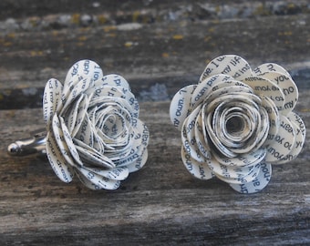 Wedding Vow Flower Cufflinks. Custom, Personalized. CHOOSE YOUR COLOR.  Wedding, Men, Anniversary, Birthday, Valentine