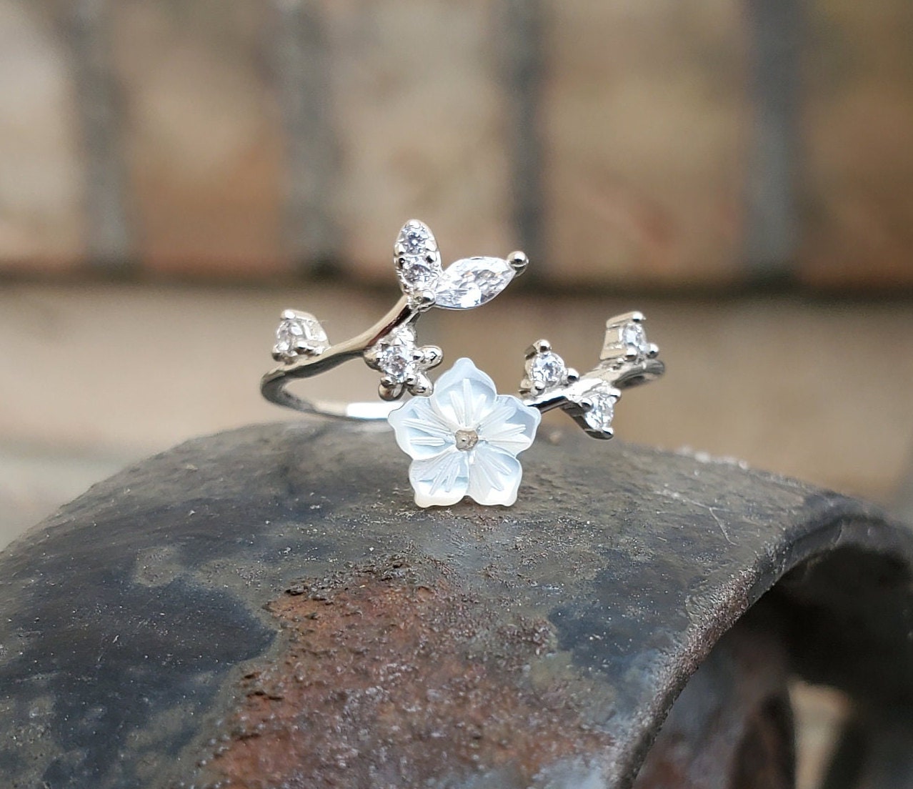 Cherry Blossom Ring. Adjustable. CHOOSE YOUR COLOR. Gift for