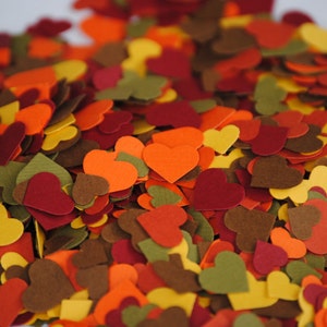 Mélange d'automne, plus de 2 000 mini-cœurs confettis. Mariages, douches, décorations. N'importe quelle couleur disponible.