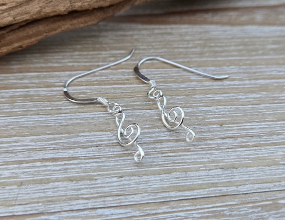 Orecchini Chiave di Violino. Orecchini musicali in argento Sterling. Regali per donne, regali per lei. Regalo musicale. Regalo di anniversario - Italia