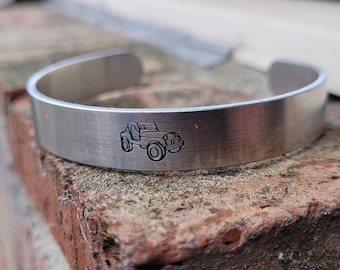 Truck Bracelet. Anniversary Gift, Birthday Gift, Gift For Mom, Hand Stamped Bracelet. Cuff Bracelet. Car Bracelet. Off-road, Duck