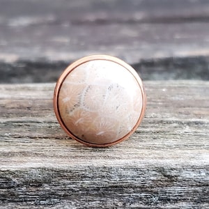 Petoskey Stone Ring. Rose Gold Colored. Fossilized Coral. Wedding, Christmas Gift, Anniversary Gift. Michigan