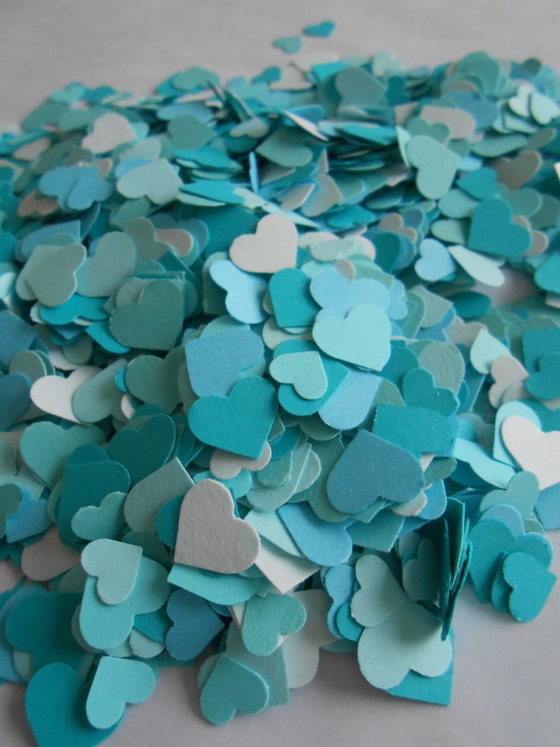 Over 2000 Mini Confetti Hearts. Shades of Turquoise & Teal Etsy