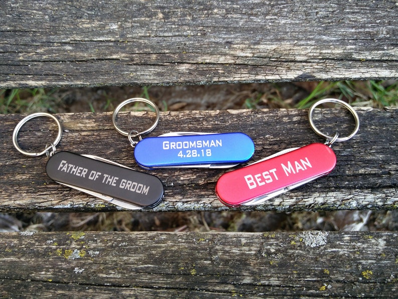 Customized pocket knife keychain laser engraved wood etsy