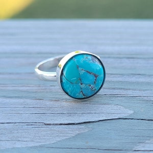 Turquoise Ring. Sterling Silver, Size 6 3/4. Gifts For Her, Mom Gift, Wedding, Christmas Gift, Anniversary Gift.