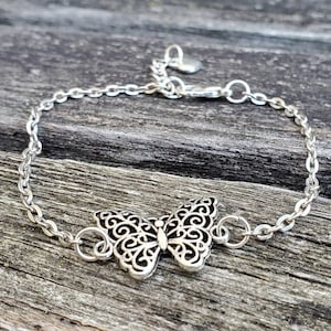Butterfly Bracelet. Anniversary Gift, Birthday Gift, Gift For Mom, Kids Gift. Filigree Butterfly