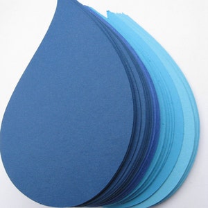 150 Raindrops. 5 inches. In Blues. Or CHOOSE YOUR COLORS. Wedding Escort Tags, Favor, Gift Tags, Wishing Tree. image 3