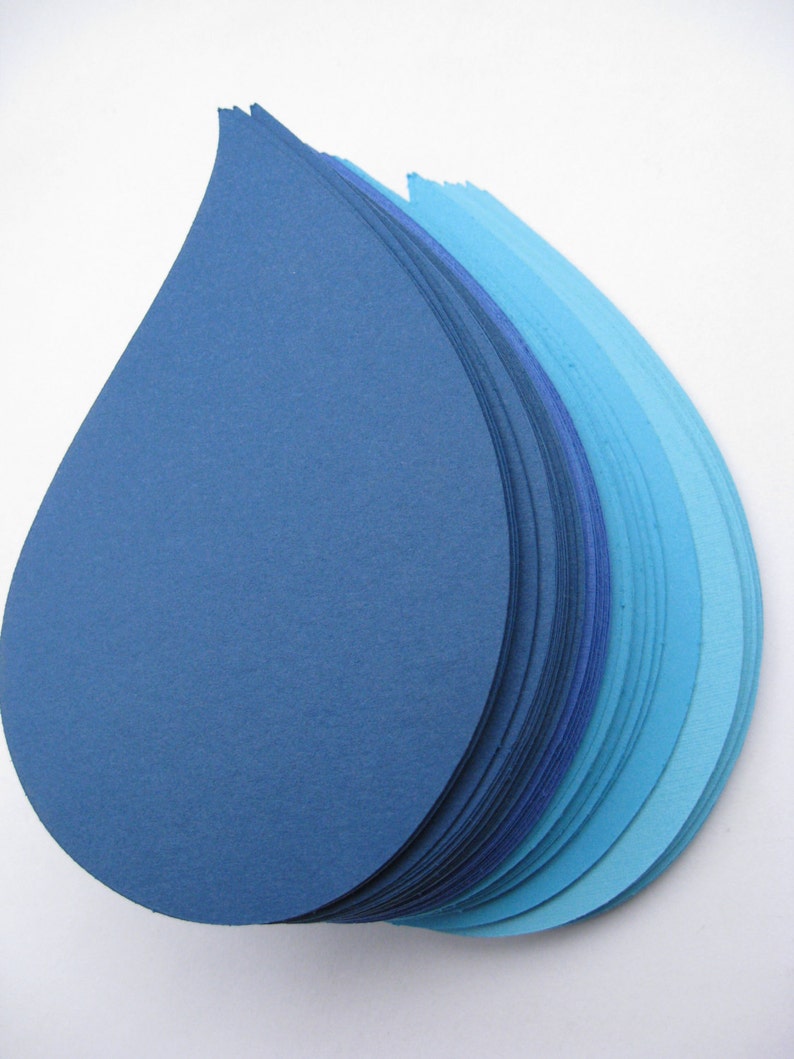 150 Raindrops. 5 inches. In Blues. Or CHOOSE YOUR COLORS. Wedding Escort Tags, Favor, Gift Tags, Wishing Tree. image 3