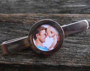 Personalized Photo Tie Clip. Wedding, Groomsmen, Groom, Men, Dad, Anniversary, Birthday. DIY, Custom