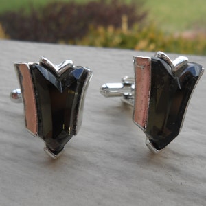 Vintage Smokey Grey Cufflinks. Wedding, Men&#39;s Christmas Gift, Dad.  Valentines, Groomsmen Gift