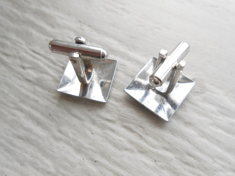 Men/'s Vintage Silver Square Cufflinks Wedding Groomsmen Gift Dad.