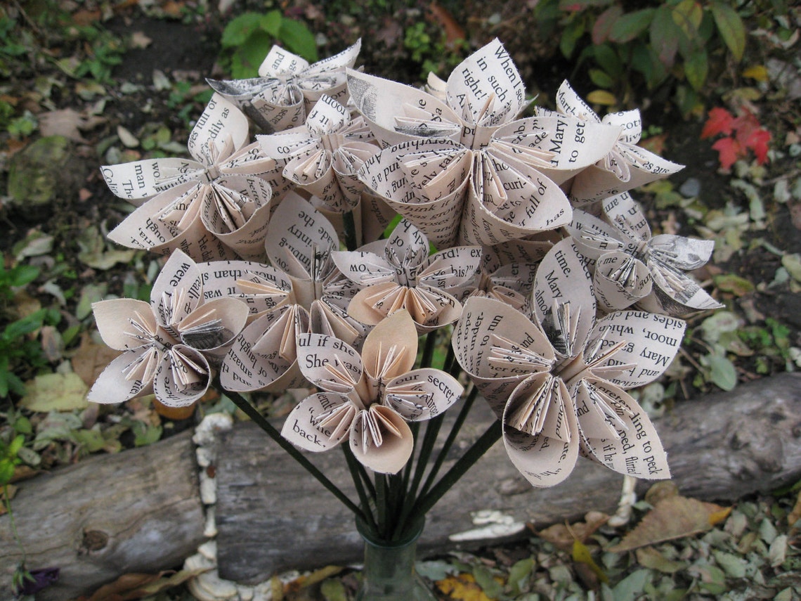Book Paper Flower Bouquet Origami Paper Flowers. Anniversary Etsy