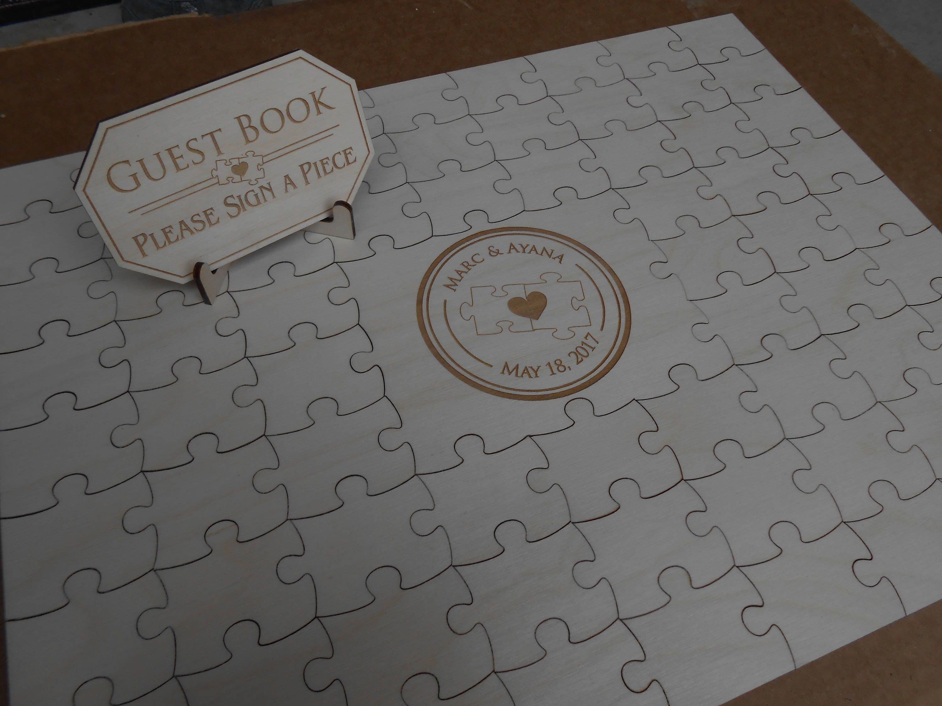 Wood Guest Book Puzzle. Personalized Guest Book Alternative. Etsy