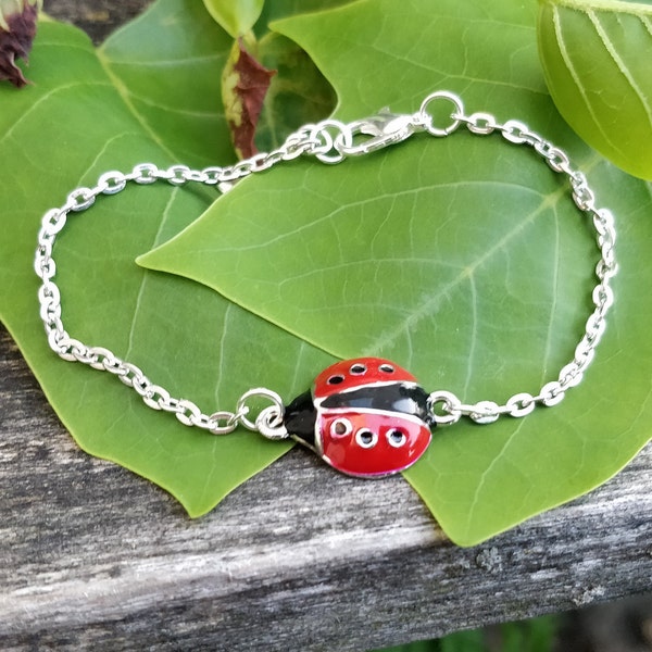 Ladybug Bracelet. Anniversary Gift, Birthday Gift, Bug Bracelet. Ladybug Jewelry. Gift For Mom