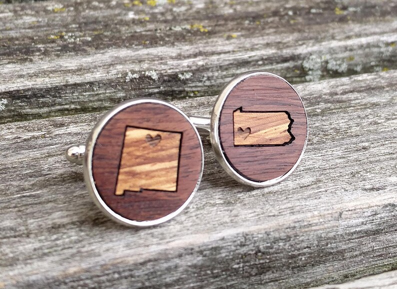 HIS & HERS State Cufflinks. Wood Inlay. Wedding Men's Etsy