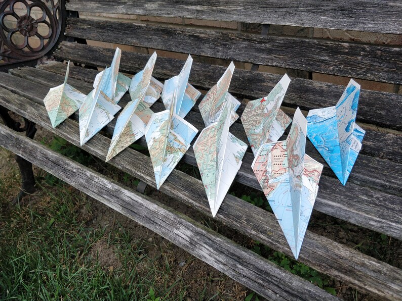 FLYING Map Paper Airplanes. Wedding Decoration, Party, Birthday, Travel Wedding, Escort Card, Kids, Children, Fun Favor, Unique Game image 6