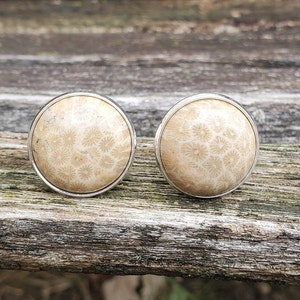 Petoskey Stone Cufflinks. Fossilized Coral. Wedding, Groomsmen Gift, Christmas Gift, Gift For Dad.