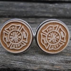 Firefighter Maltese Cross Cufflinks. Laser Engraved. Wedding, Dad, Groom, Groomsmen, Christmas Gift, Anniversary