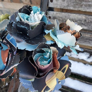 Rosas de papel del espacio exterior, constelaciones y planetas. Regalo para cumpleaños, aniversario, boda, regalo, día de la madre. Mapa vintage