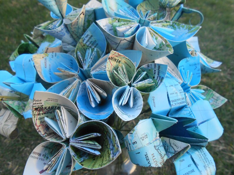 Vintage Map Paper Flower Bouquet. Gift for Her , Mother's Day ...