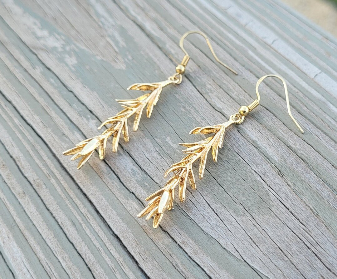 Gold Rosemary Earrings. Gift for Wedding Bridesmaids Etsy