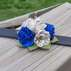Slap Bracelet Sheet Music Corsage And/Or Boutonniere. Your Choice Of Accent Colors. Wedding, Bridesmaid, Flower Girl, Prom, Homecoming