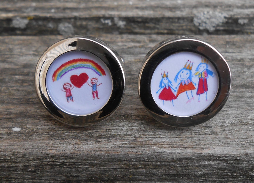 YOUR Children's Art Work Cufflinks. Custom Personalized. Etsy